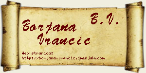 Borjana Vrančić vizit kartica